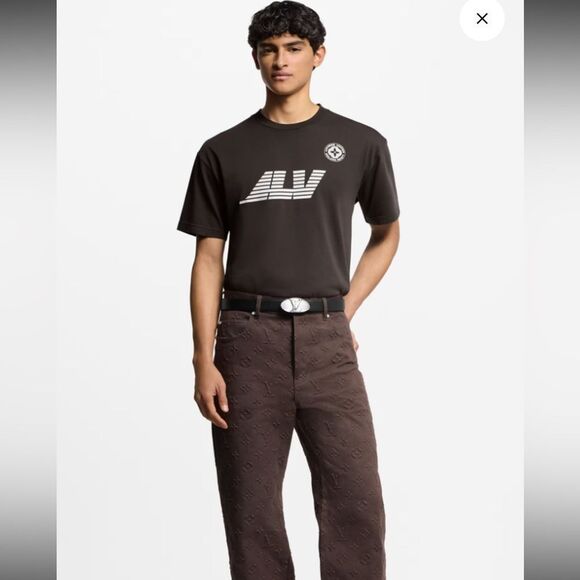 Louis Vuitton Washed Print Cotton Black T-Shirt Marque L. Vuitton Deposee - Picture 3 of 15